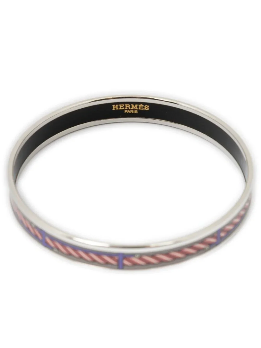 Hermes Enamel Bangle Red Purple Rope Motif Bracelet